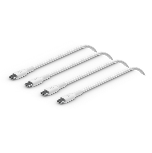 Belkin USB-C til USB-C 60W Vevd Ladekabel 2m Twin Pack - Hvit