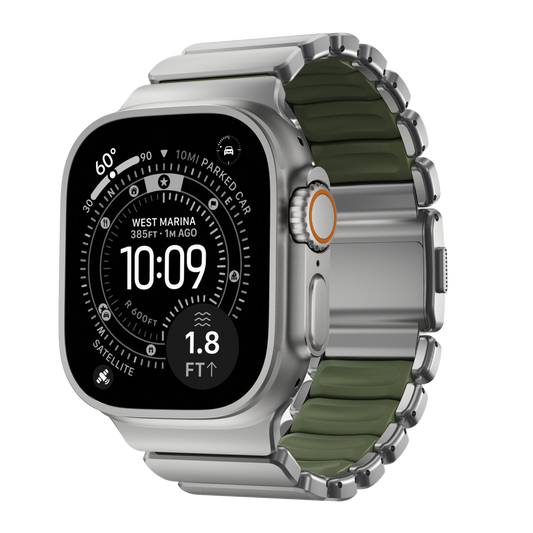 Nomad 49/46 mm Stratos Band Reim - Natural Titanium/Forest