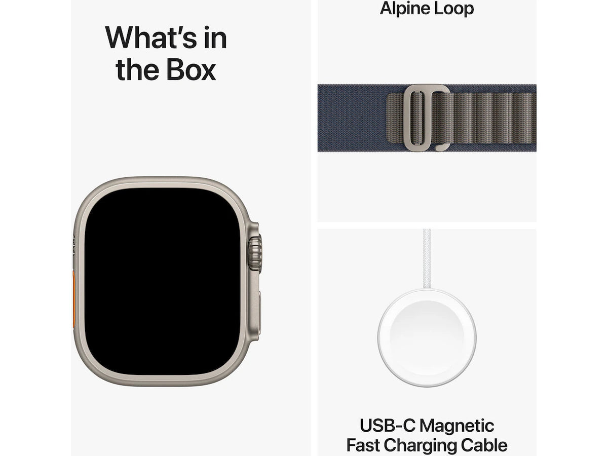 Apple Watch Ultra 2 GPS + Cellular 49mm Natural Titanium Case with Blue Alpine Loop - Medium