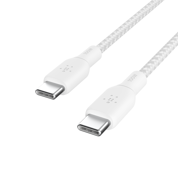 Belkin USB-C til USB-C 100W Vevd Ladekabel 3m - Hvit