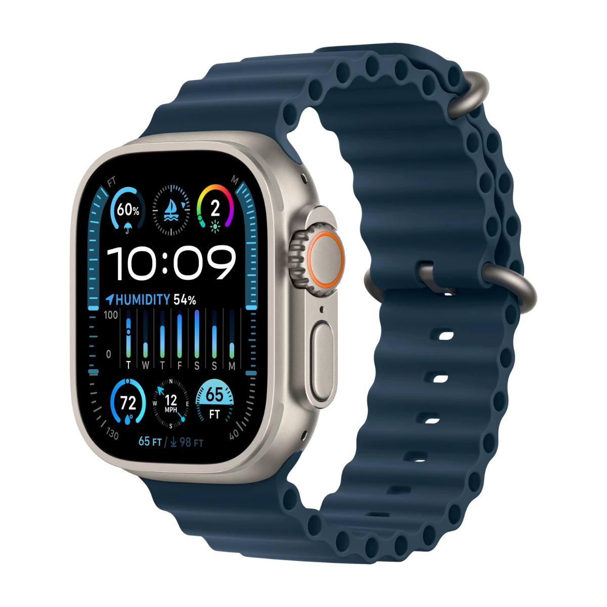 Apple Watch Ultra 2 GPS + Cellular 49mm Natural Titanium Case with Blue Ocean Band