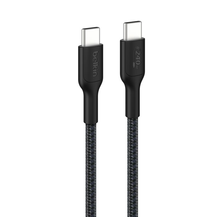 Belkin USB-C til USB-C 240W Flettet PCR Ladekabel 3m - Svart