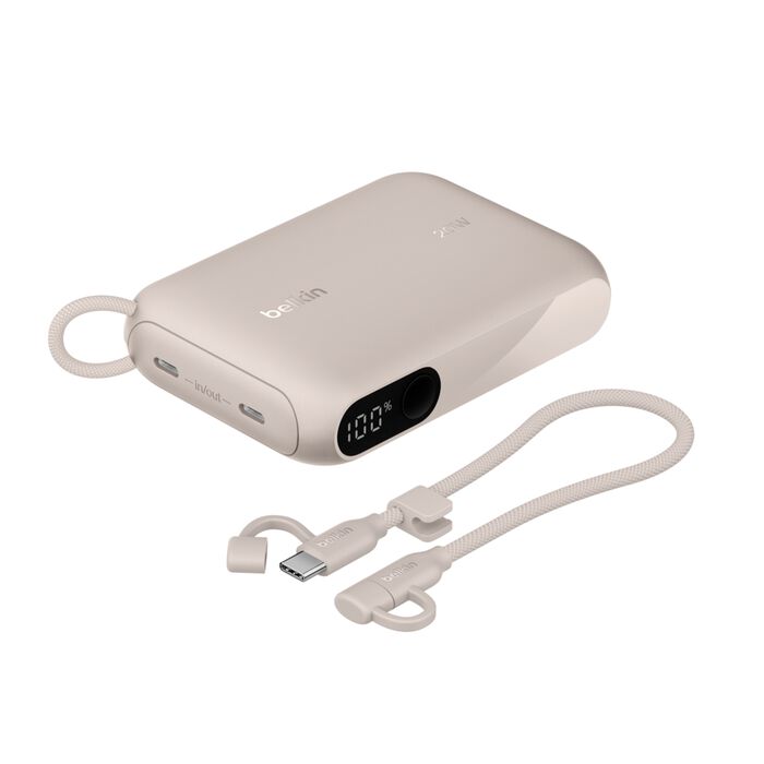 Belkin BoostCharge 10 000 mAh Powerbank med display - Sand