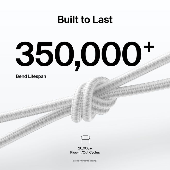 Belkin USB-C til USB-C 240W Flettet PCR Ladekabel 3m - Hvit