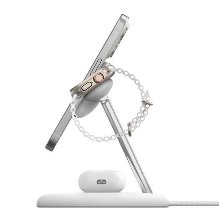 Belkin BoostCharge Pro 3-i-1 Trådløst Qi2 Ladestativ - Hvit