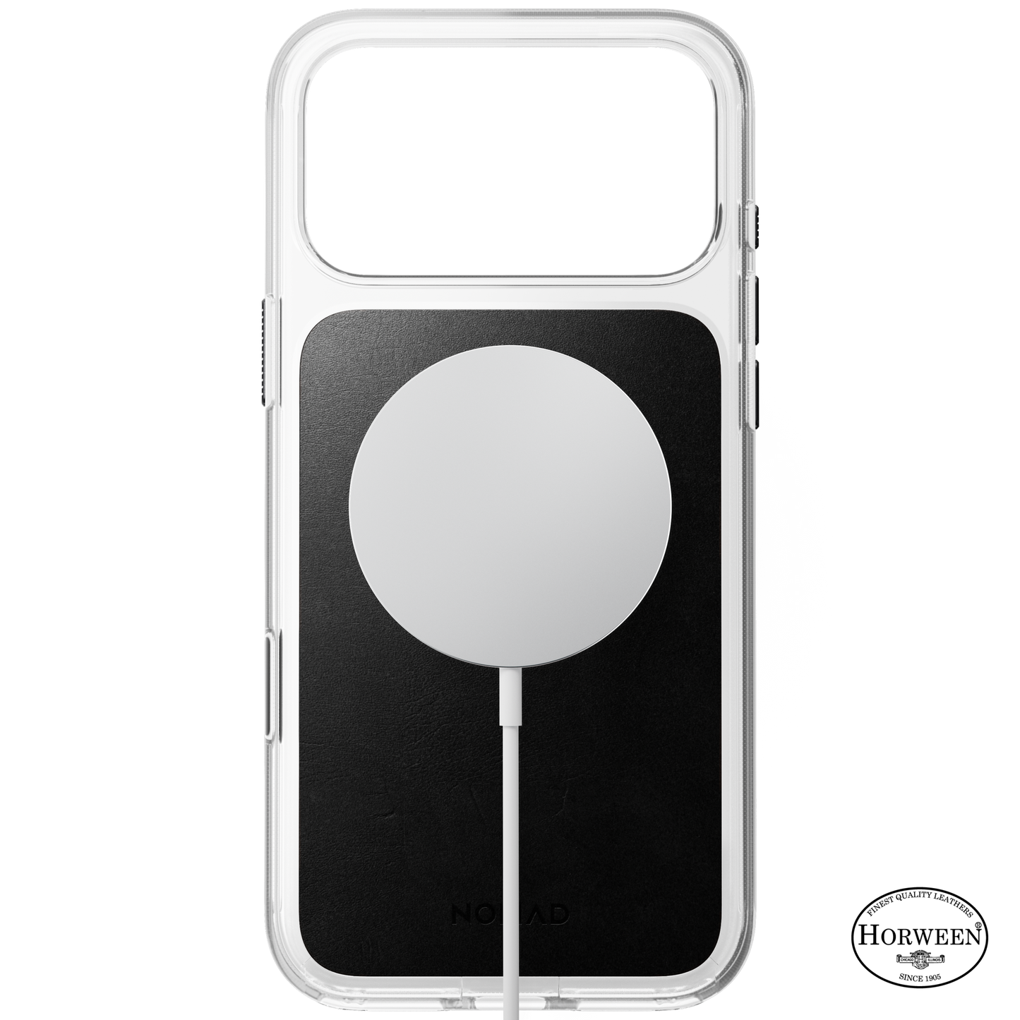Nomad Gjennomsiktig MagSafe deksel med skinn til iPhone 18 Pro Max - Svart