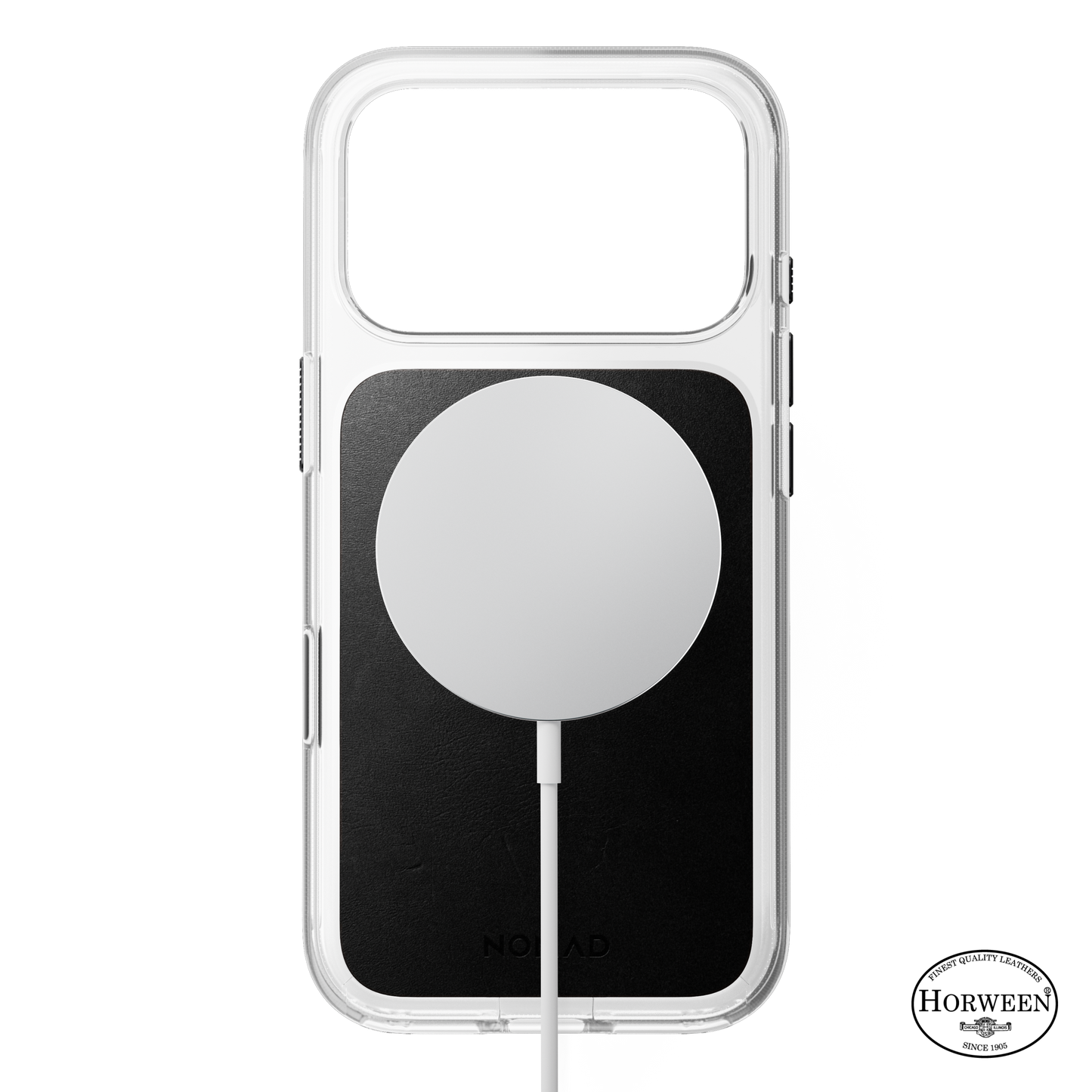 Nomad Gjennomsiktig MagSafe deksel med skinn til iPhone 18 Pro - Svart