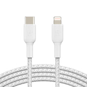 Belkin USB-C til Lightning-kabel med flettet strømpe 1 meter - Hvit
