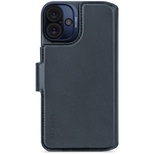 Decoded Lommebokdeksel i skinn med MagSafe til iPhone 16 Plus - Navy