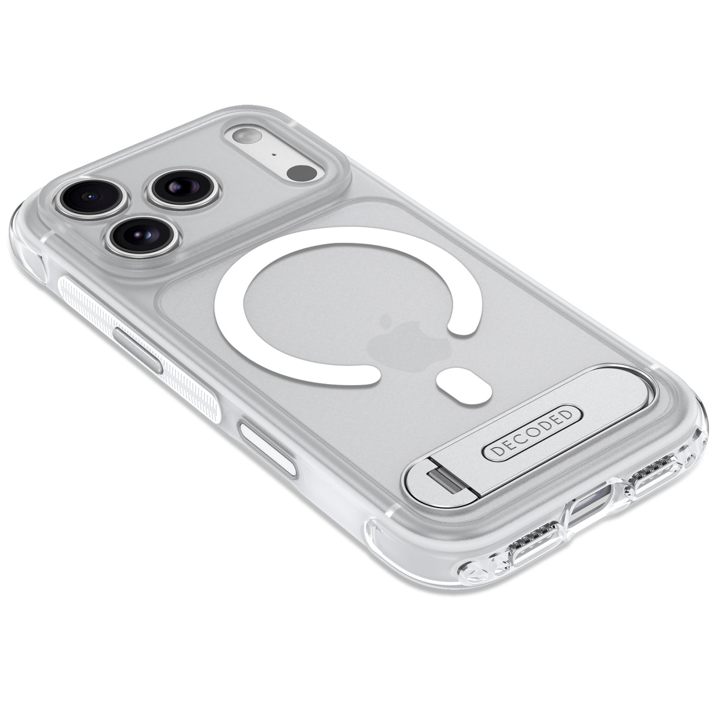 Decoded Hybrid MagSafe Deksel med Stativ til iPhone 18 Pro - Frostet hvit