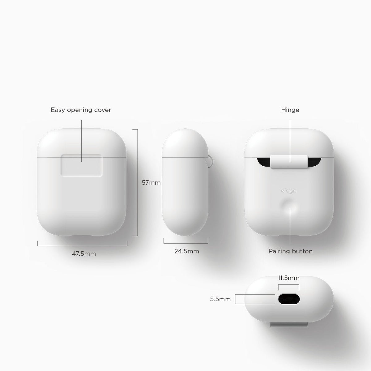 Elago silikondeksel til AirPods - hvit