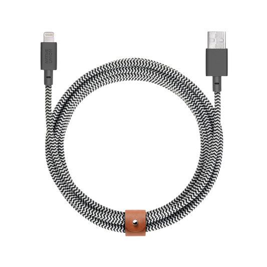 Native Union 3m USB-A til Lightning Belt Ladekabel - Zebra