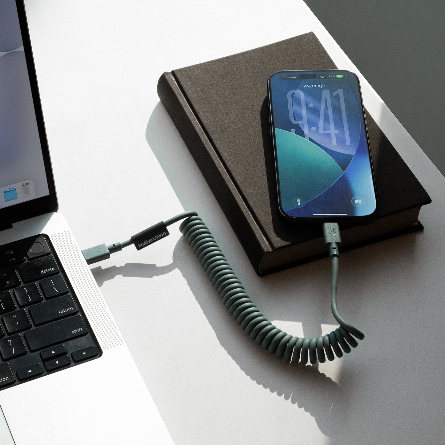 Native Union 2,4m Pop USB-C Ladekabel - Slate Green