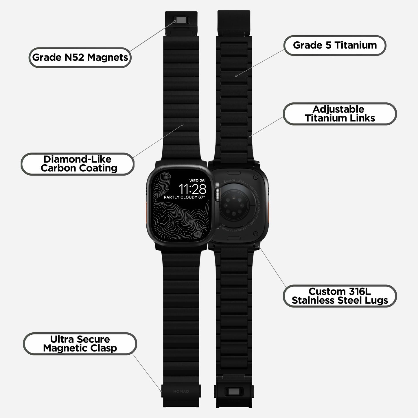 Nomad 49/46 mm Titanium reim V2 - Black